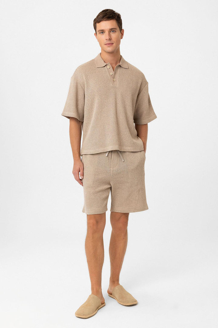 ANT Antioch Men's Polo Collar Textured Relaxed Fit T-Shirt - Hyères