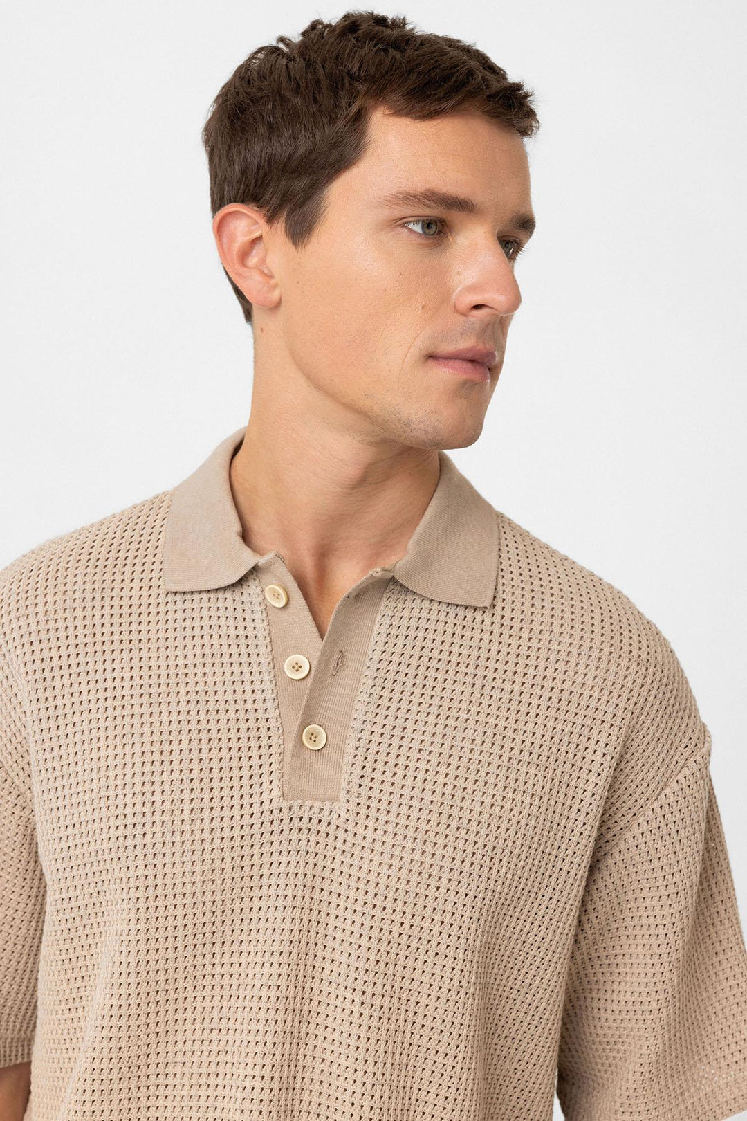 ANT Antioch Men's Polo Collar Textured Relaxed Fit T-Shirt - Hyères