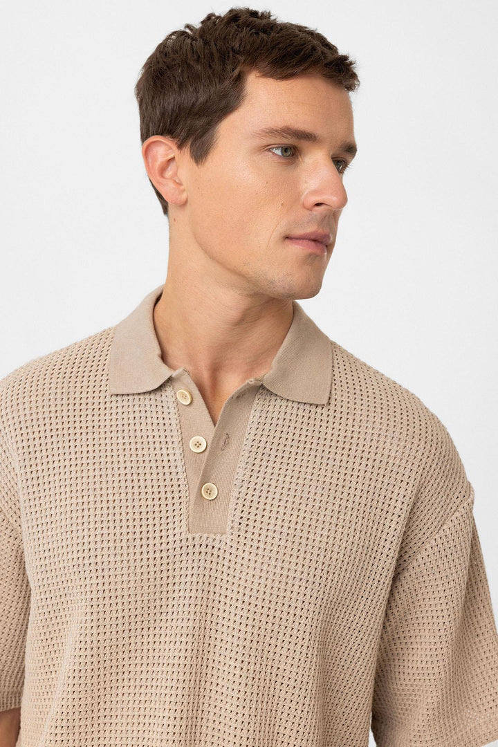 ANT Antioch Men's Polo Collar Textured Relaxed Fit T-Shirt - Hyères