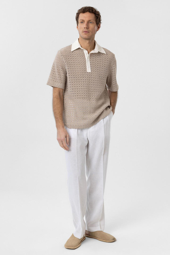 ANT Antioch Bej Polo Yaka Örgü Erkek T-Shirt - Agua Prieta
