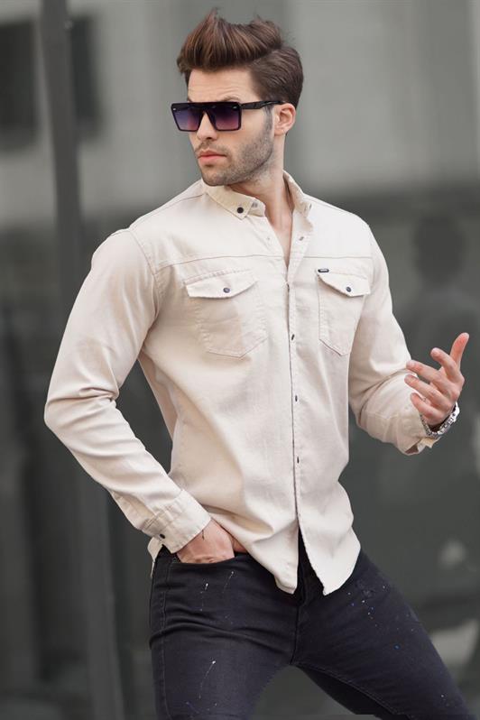 MDX Beige Comfort Fit Gabardine Men's Shirt 6810 - Walsall