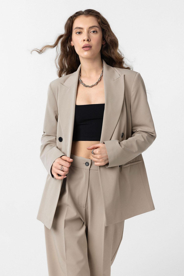 ANT Antioch Bej Regular Fit Wrap Women's Blazer Jacket - Ávila