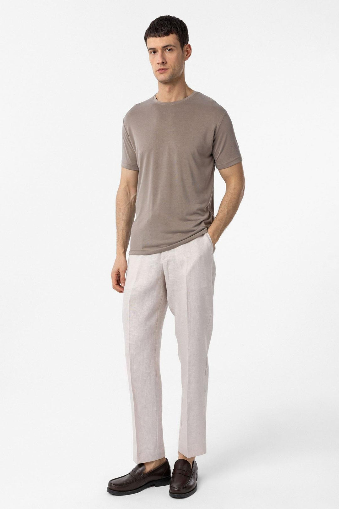 ANT Antioch Bej Regular Fit Modal Technical Fabric Men's T-Shirt - Chieti
