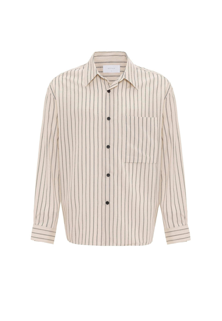 ANT Antioch Bej Relax Fit Çizgili Erkek Gömlek - Santa Eulalia del Río