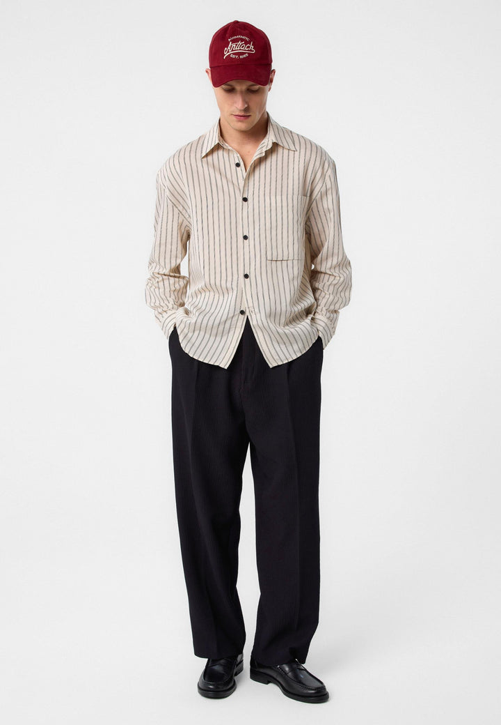 ANT Antioch Bej Relax Fit Çizgili Erkek Gömlek - Santa Eulalia del Río