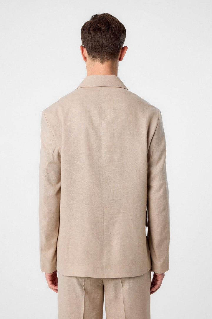 ANT Antioch Bej Relax Fit Linen Blend Men's Blazer Jacket - Monterey Park