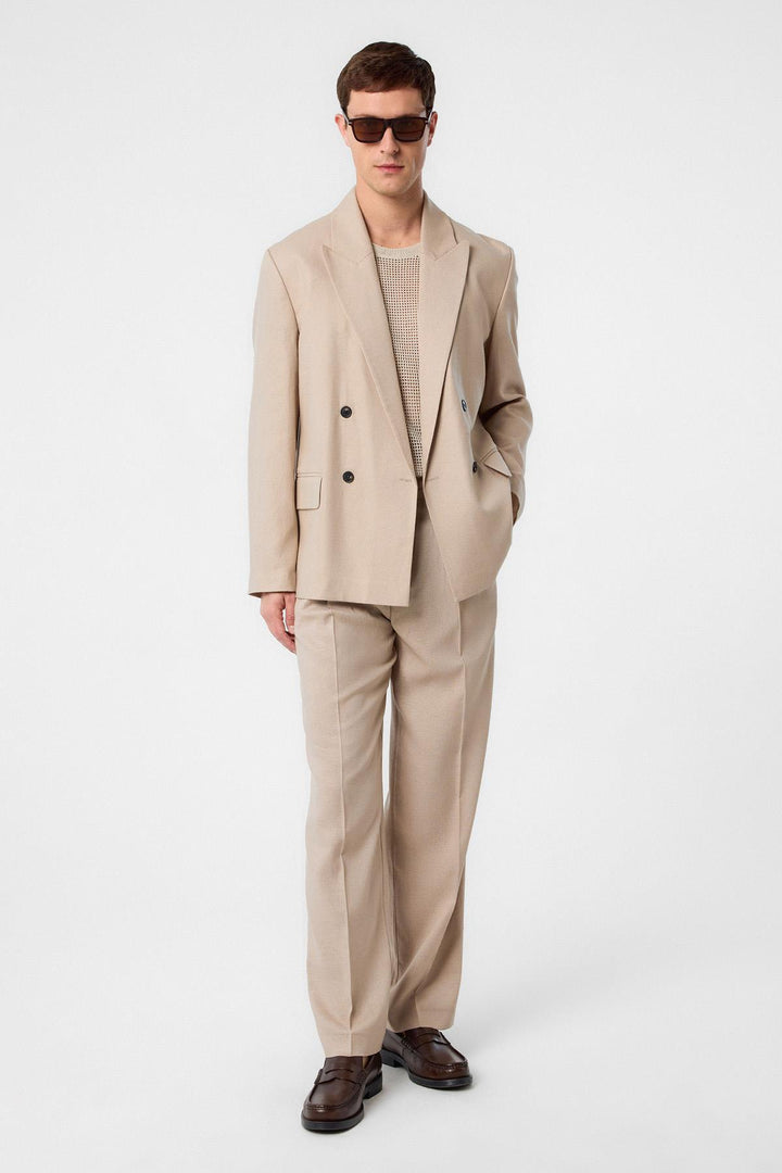 ANT Antioch Bej Relax Fit Linen Blend Men's Blazer Jacket - Monterey Park