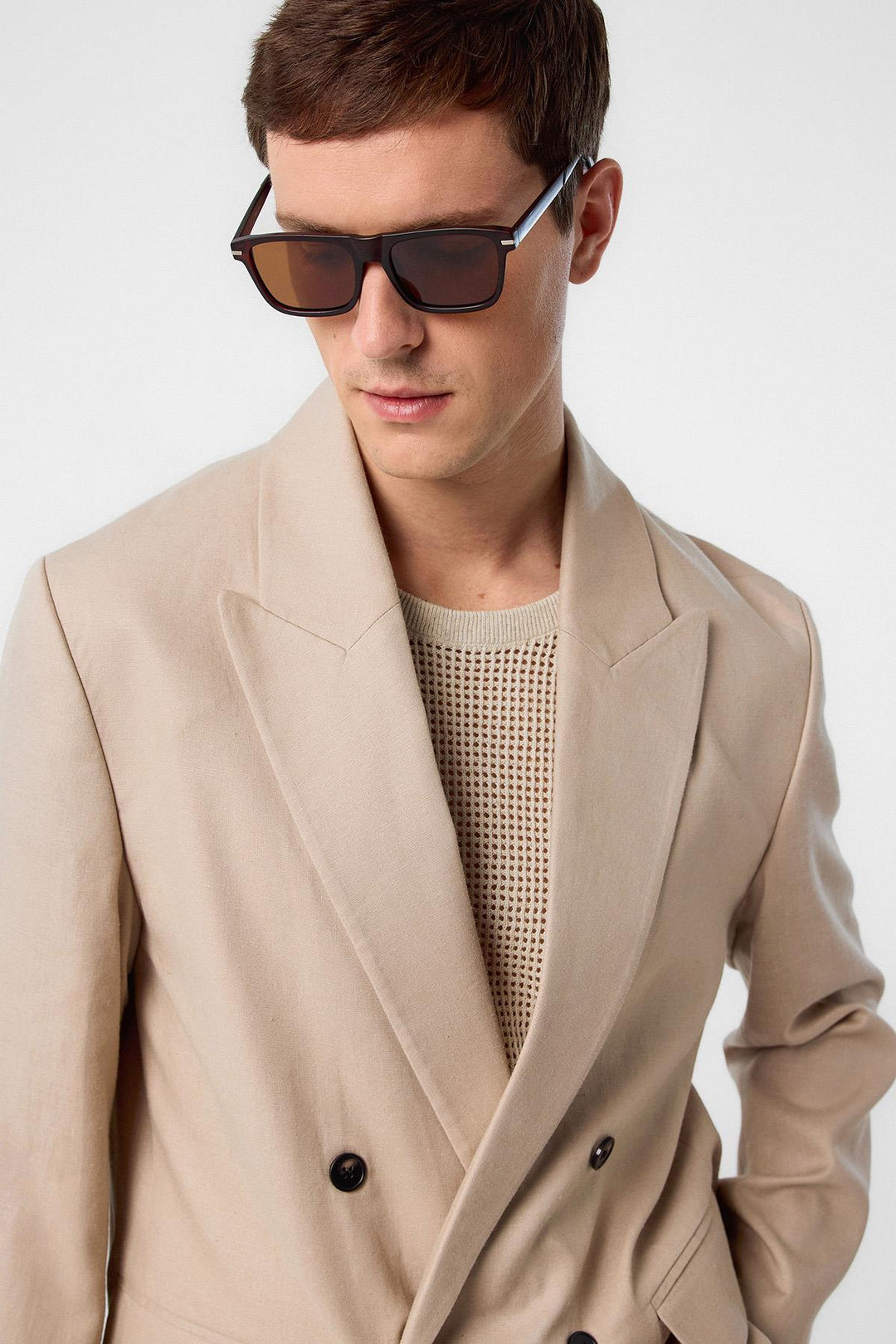 ANT Antioch Bej Relax Fit Linen Blend Men's Blazer Jacket - Monterey Park