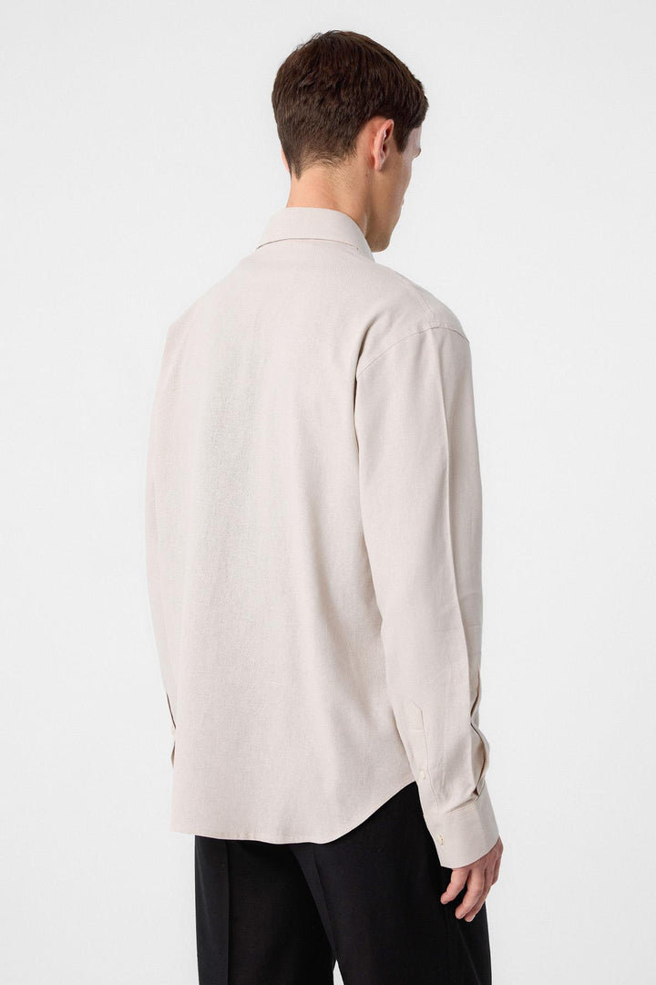 ANT Antioch Bej Relax Fit Linen Blend Men's Shirt - Porirua