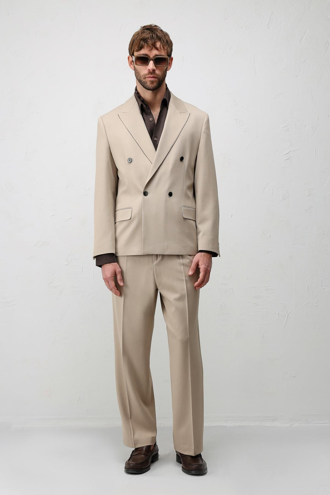 ANT Antioch Bej Relax Fit Kruvaze Erkek Blazer Ceket - Rohnert Park
