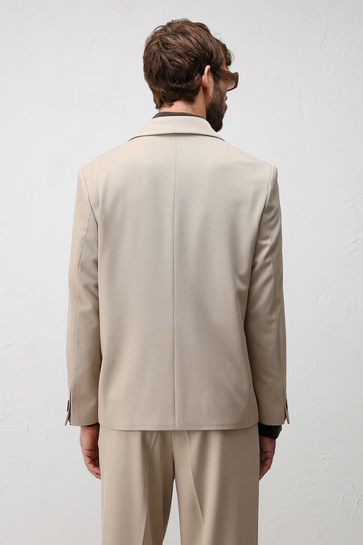 ANT Antioch Bej Relax Fit Kruvaze Erkek Blazer Ceket - Rohnert Park