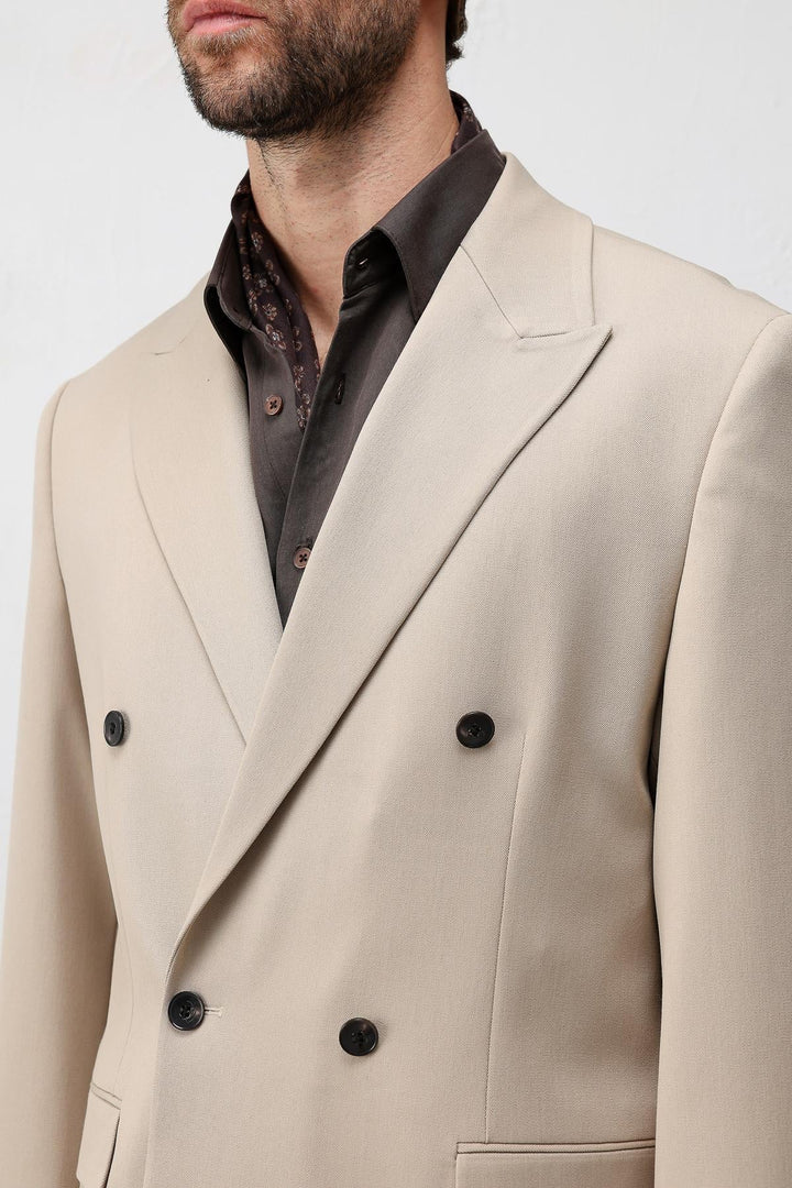 ANT Antioch Bej Relax Fit Kruvaze Erkek Blazer Ceket - Rohnert Park