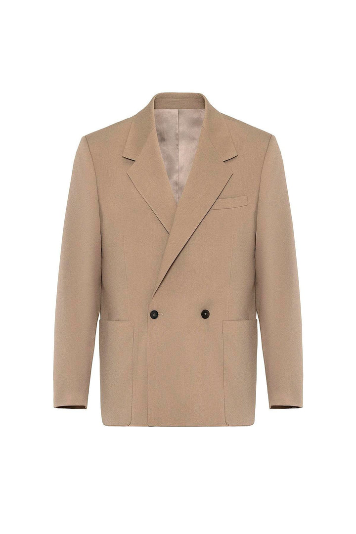 ANT Antioch Bej Relax Fit Cross-Closure Men's Technical Blazer Jacket - Roy
