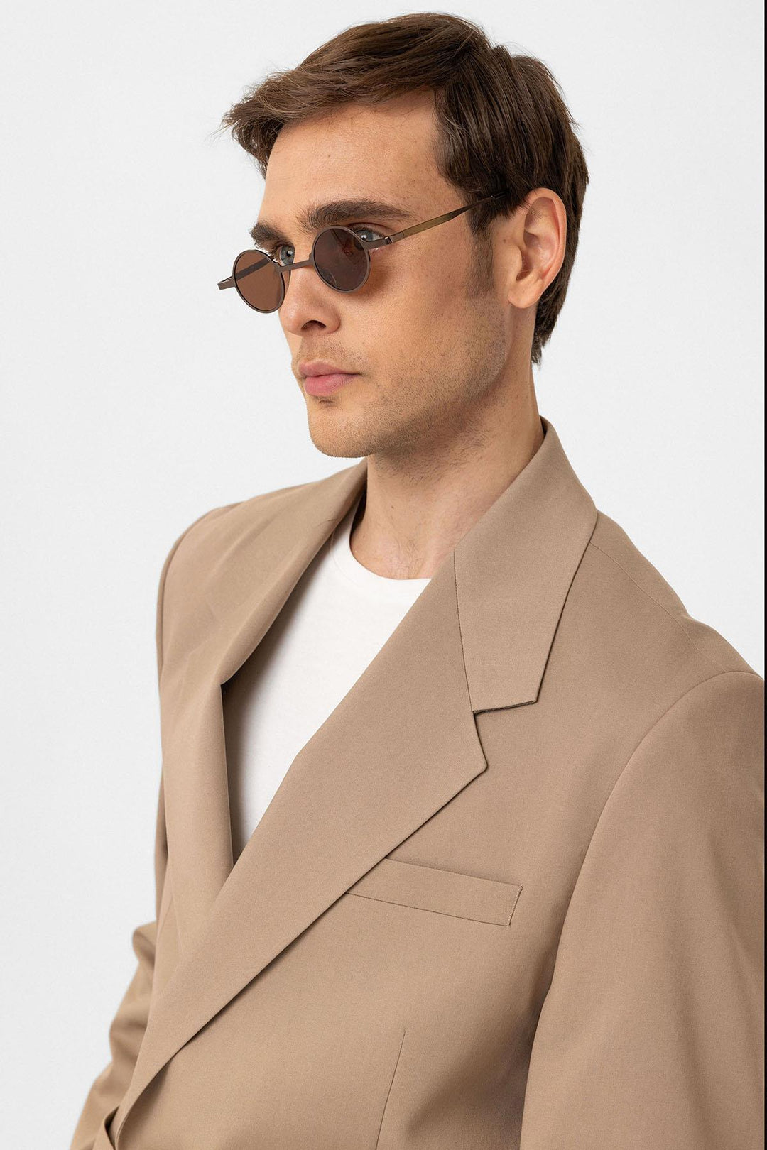 ANT Antioch Bej Relax Fit Cross-Closure Men's Technical Blazer Jacket - Roy