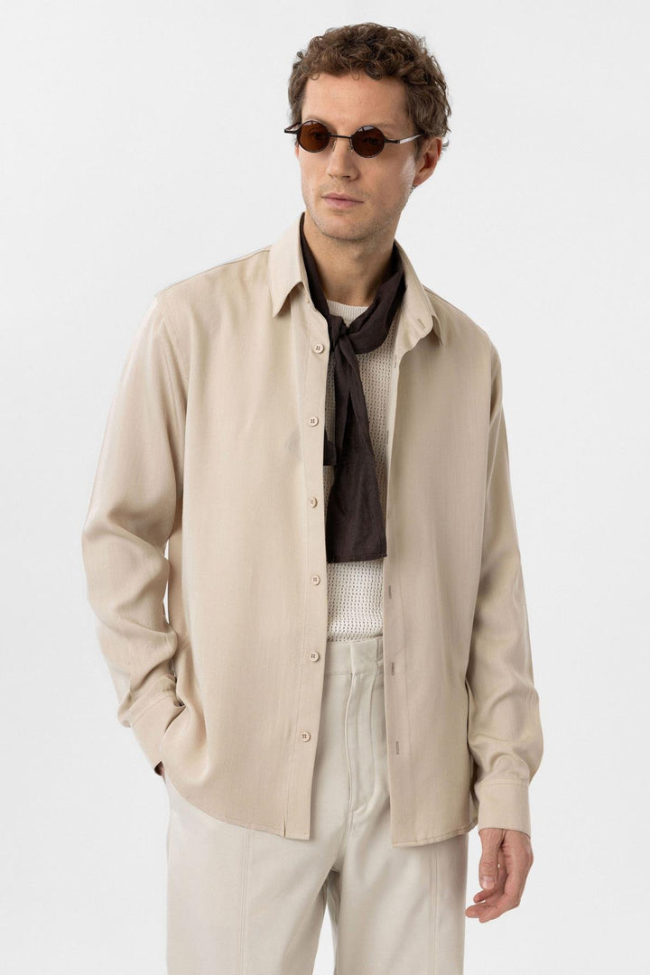 ANT Antioch Bej Relax Fit Lyocell Fabric Men's Shirt - Dachau