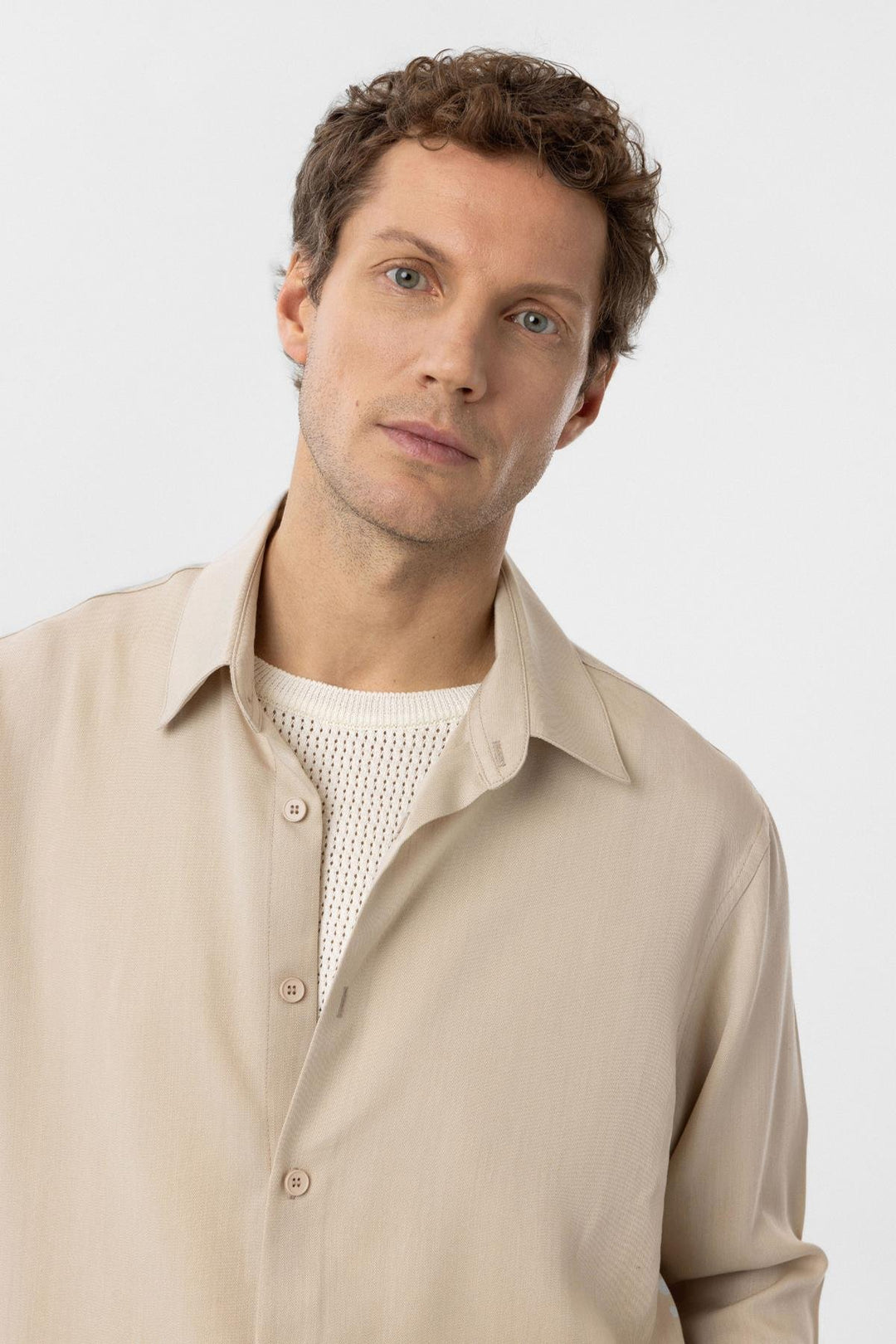 ANT Antioch Bej Relax Fit Lyocell Fabric Men's Shirt - Dachau