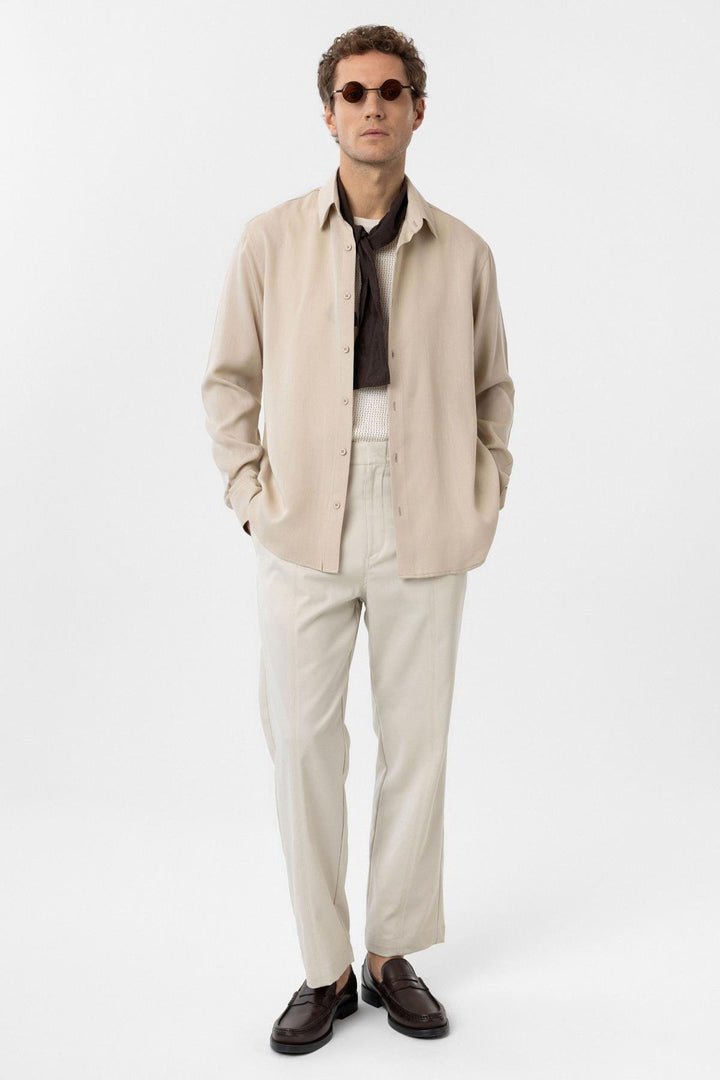 ANT Antioch Bej Relax Fit Lyocell Fabric Men's Shirt - Dachau