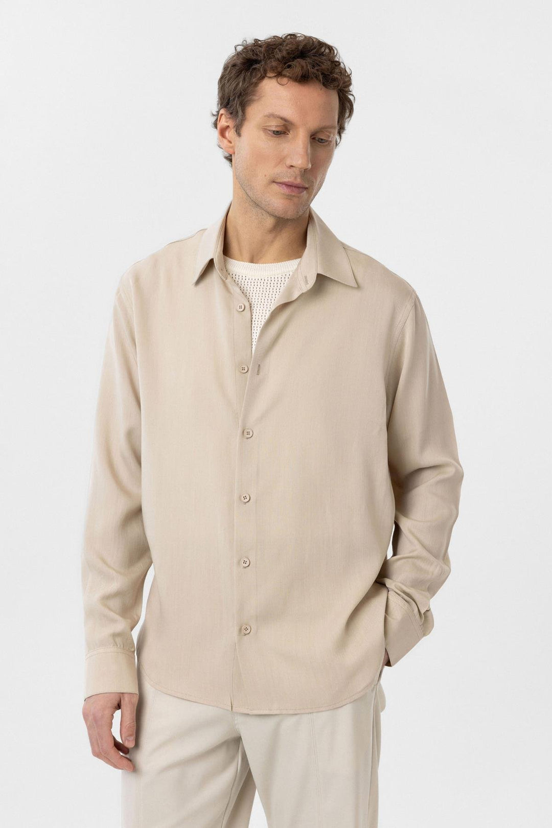ANT Antioch Bej Relax Fit Lyocell Fabric Men's Shirt - Dachau