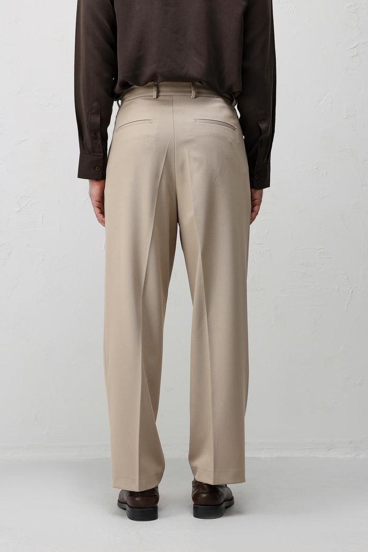 ANT Antioch Bej Relax Fit Pilili Erkek Pantolon - Logroño