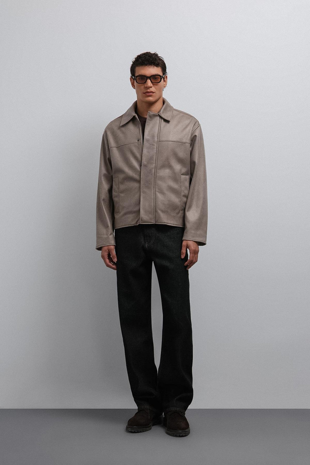 ANT Antioch Bej Relax Fit Suni Deri Erkek Mont - Sykiés