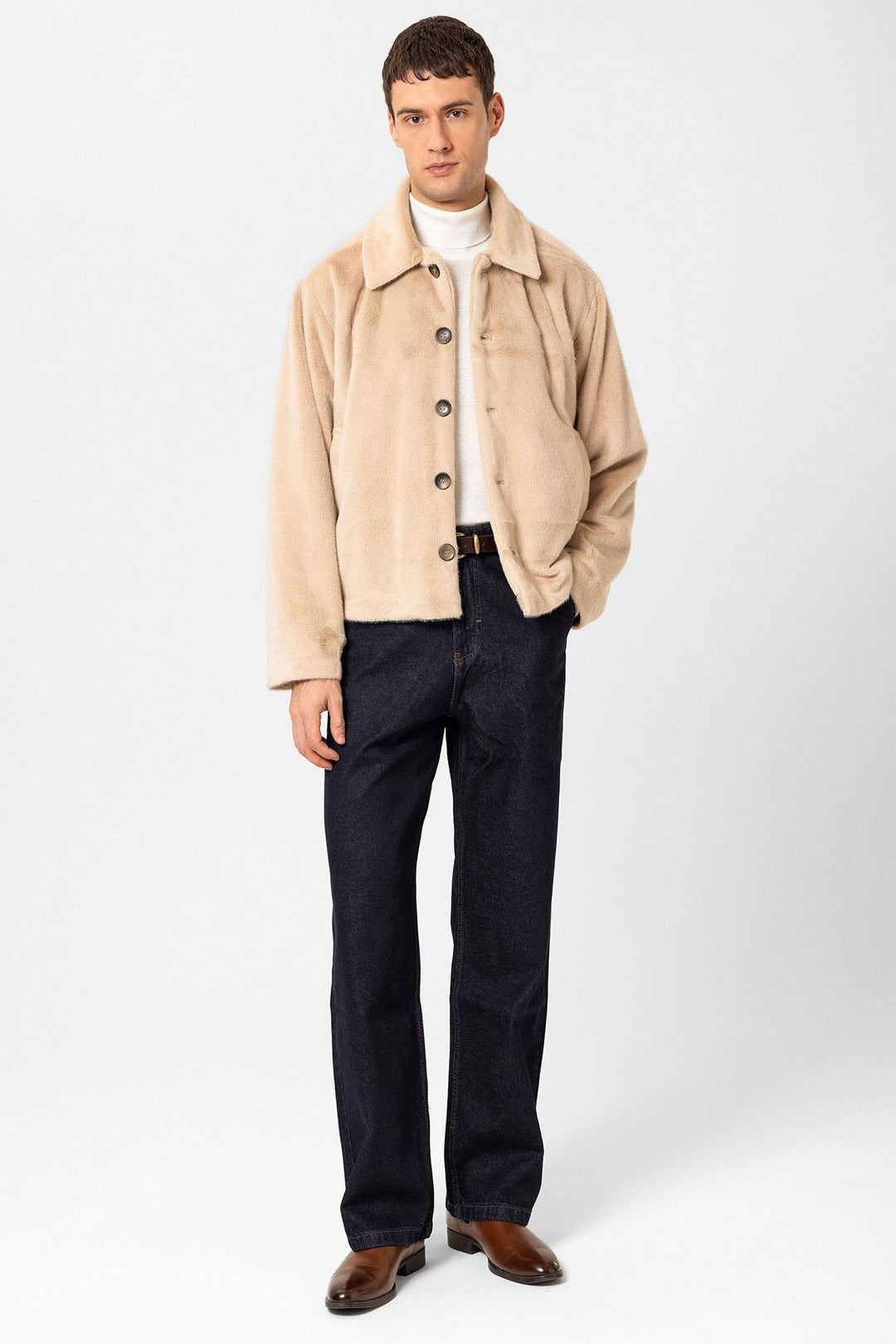 ANT Antioch Bej Relax Fit Soft Textured Men's Coat - Littleton