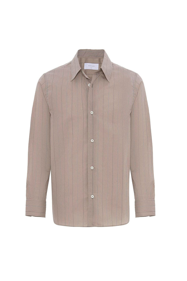 ANT Antioch Bej Relaxed Striped Men's Shirt - Bossier City