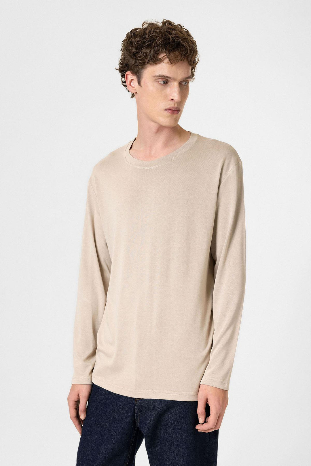 ANT Antioch Bej Relaxed Fit Basic Men's T-Shirt - San Andrés Cholula