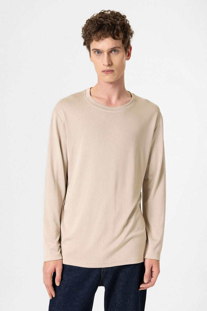 ANT Antioch Bej Relaxed Fit Basic Men's T-Shirt - San Andrés Cholula