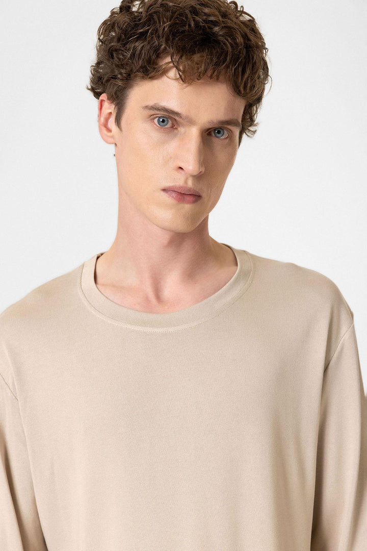 ANT Antioch Bej Relaxed Fit Basic Men's T-Shirt - San Andrés Cholula