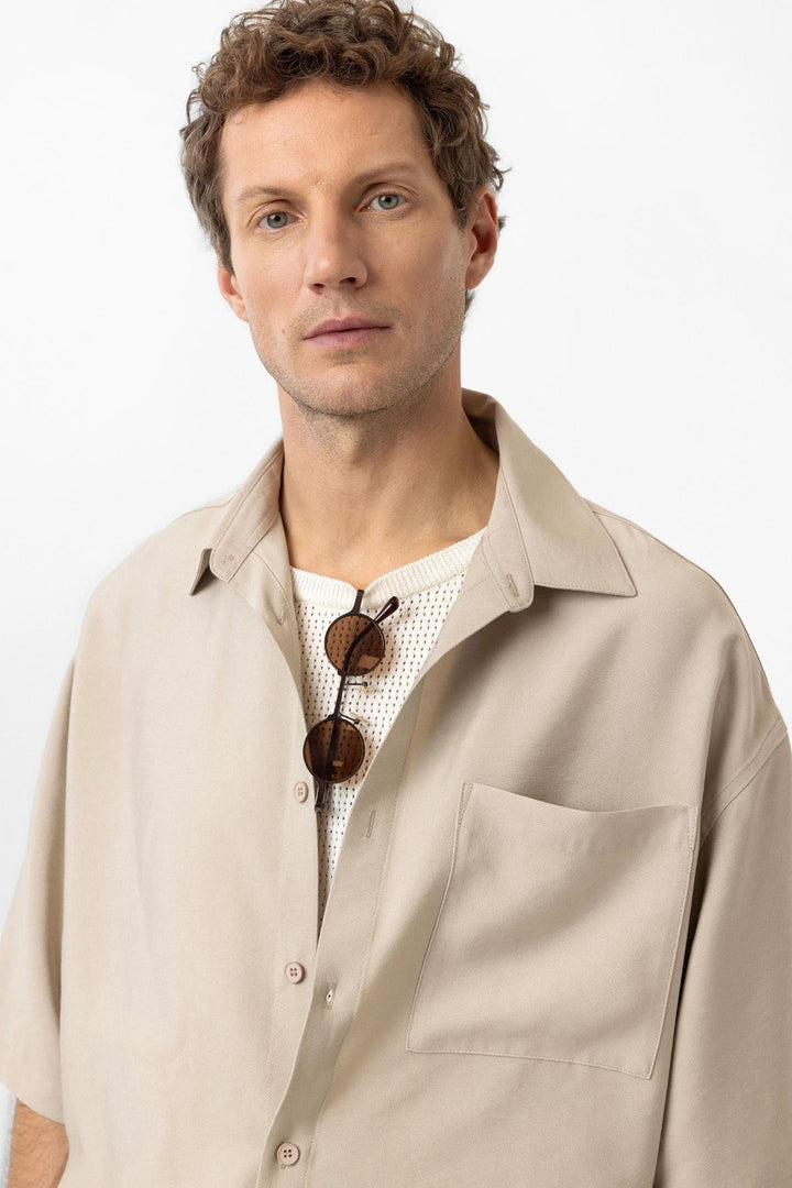 ANT Antioch Bej Relaxed Short Sleeve Men's Shirt - Mönchengladbach
