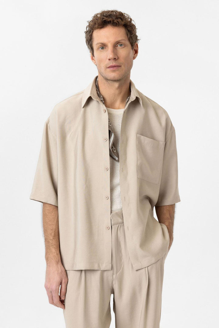 ANT Antioch Bej Relaxed Short Sleeve Men's Shirt - Mönchengladbach