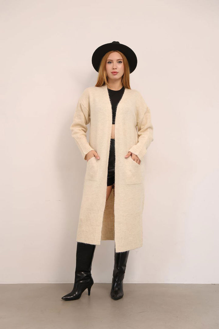 Beige Casual Soft Textured Knit Cardigan BCES-252009 - Davenport