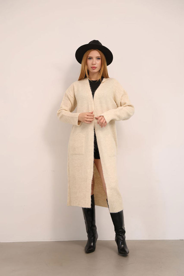 Beige Casual Soft Textured Knit Cardigan BCES-252009 - Davenport