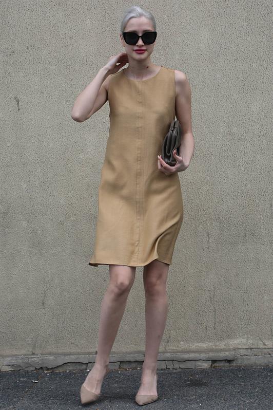 MDX Beige Loose Fit Linen Dress MG1831 - Sykiés