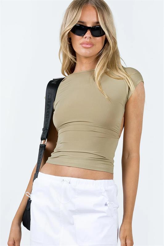 MDX Beige Backless Crop Women's Blouse MG1851 - Ashford