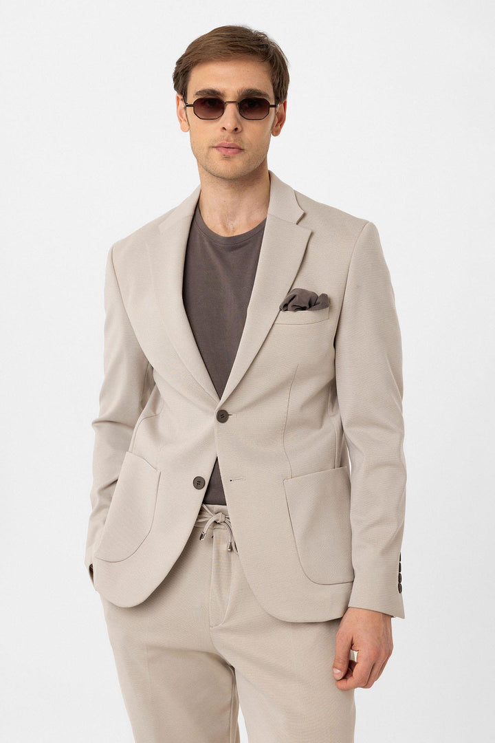 ANT Antioch Bej Slim Fit Comfort Men's Suit - Playas de Rosarito