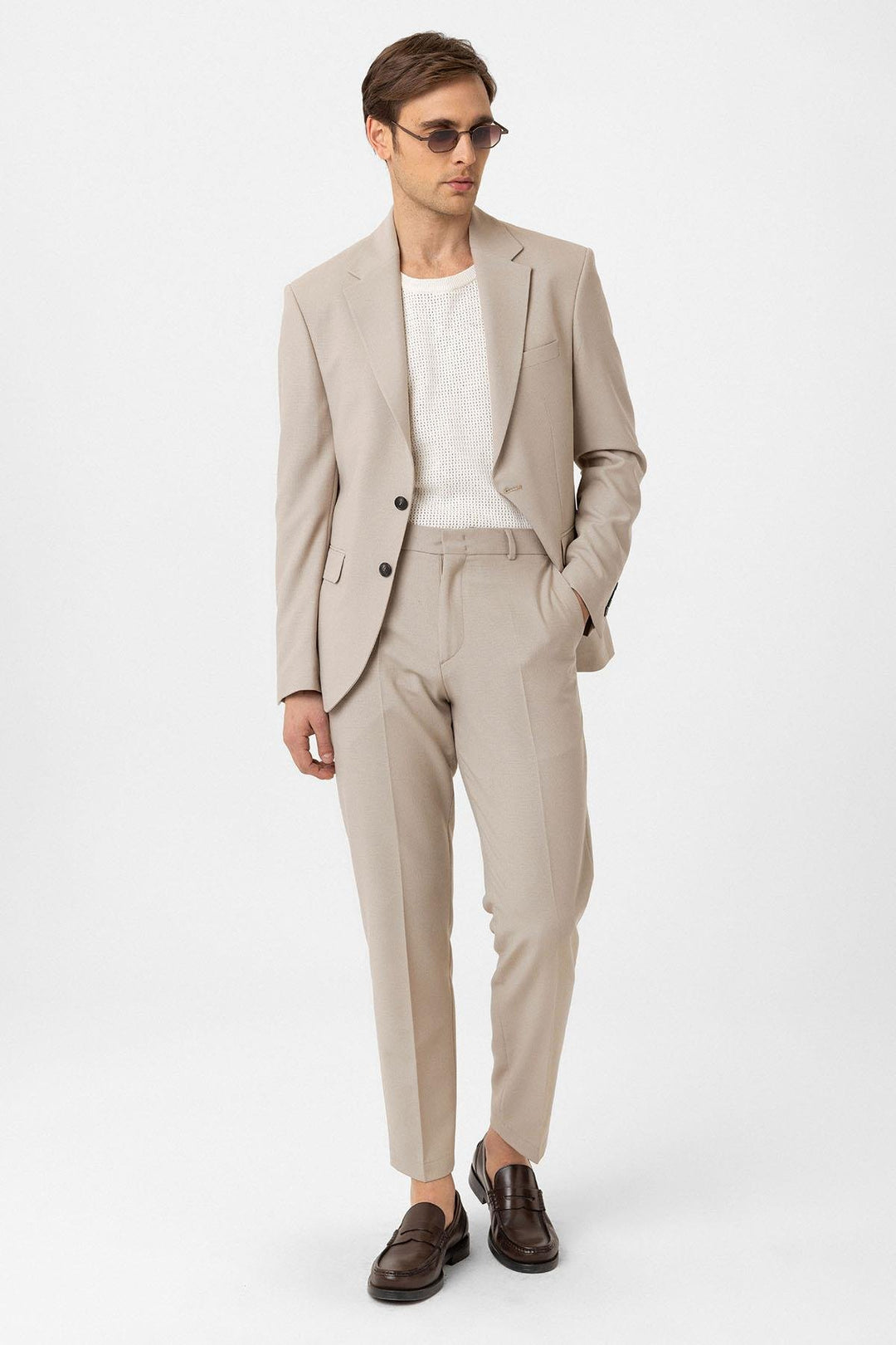 ANT Antioch Bej Slim Fit Klasik Erkek Takım - Puebla