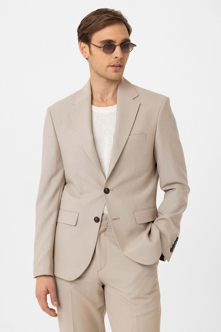ANT Antioch Bej Slim Fit Klasik Erkek Takım - Puebla