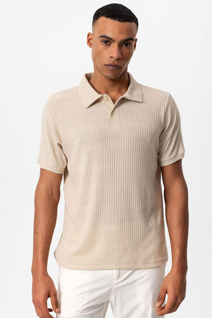 ANT Antioch Bej Slim Fit Polo Yaka Erkek T-Shirt - Cananea