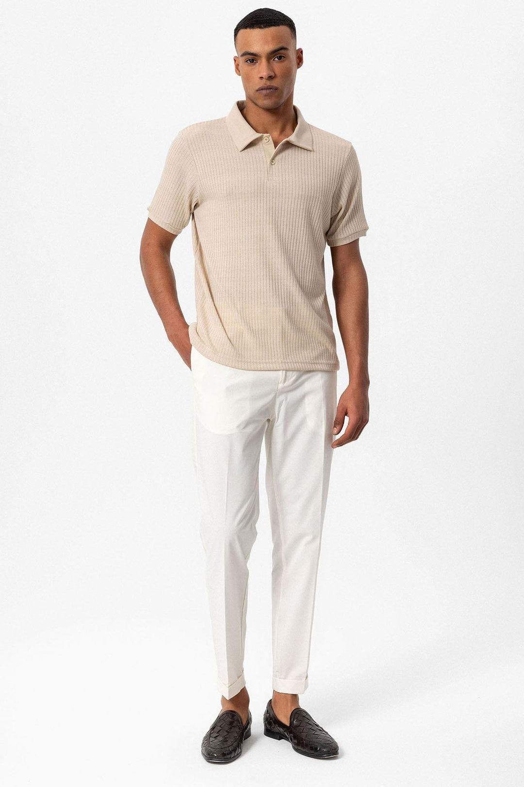 ANT Antioch Bej Slim Fit Polo Yaka Erkek T-Shirt - Cananea