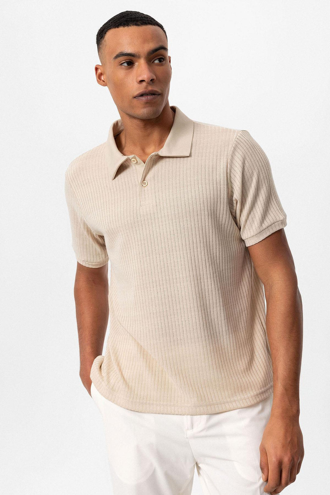ANT Antioch Bej Slim Fit Polo Yaka Erkek T-Shirt - Cananea