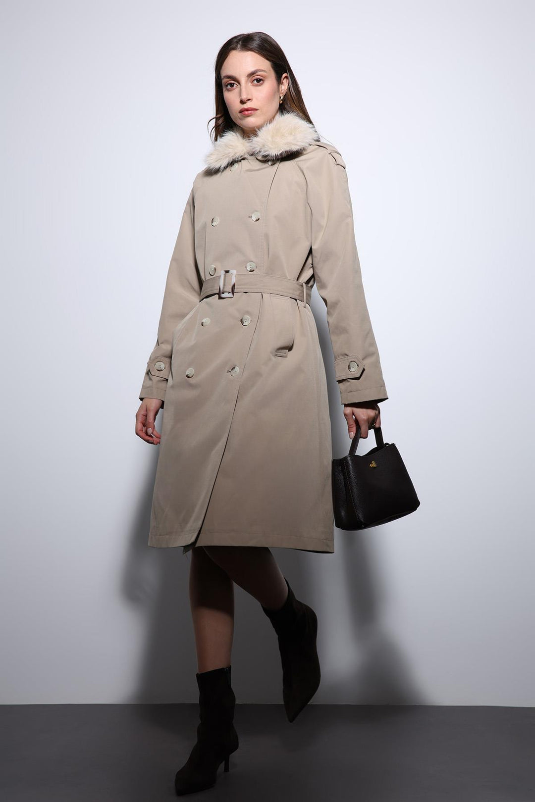 ANT Antioch Lord Suni Fur Collar Women's Trench Coat - Noordwijk