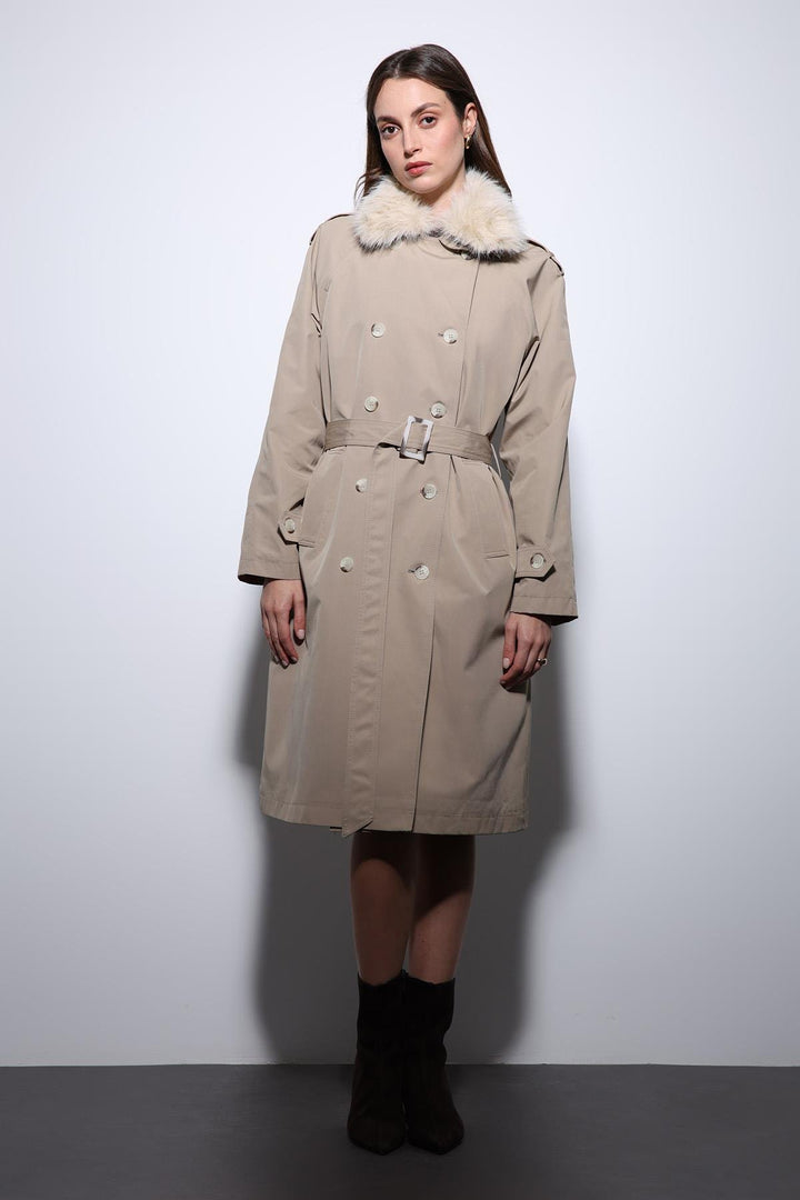 ANT Antioch Lord Suni Fur Collar Women's Trench Coat - Noordwijk