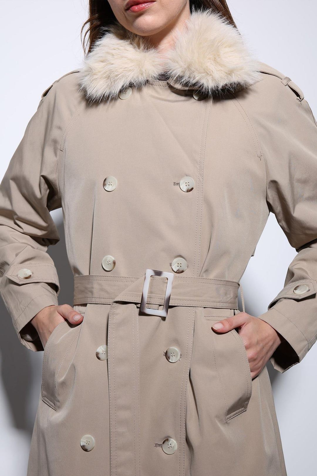 ANT Antioch Lord Suni Fur Collar Women's Trench Coat - Noordwijk