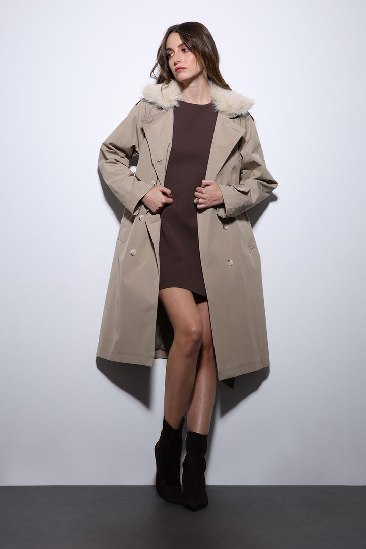 ANT Antioch Lord Suni Fur Collar Women's Trench Coat - Noordwijk