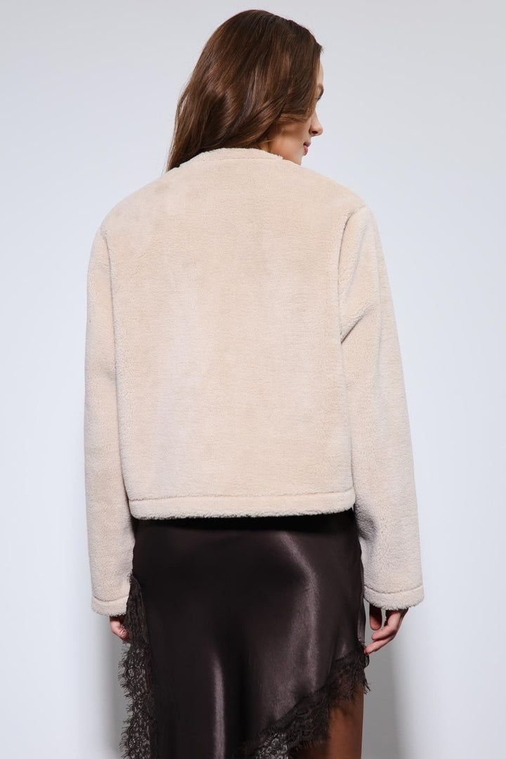 ANT Antioch Bej Süslü Düğmeli Suni Kürk Ceket - Kansas City