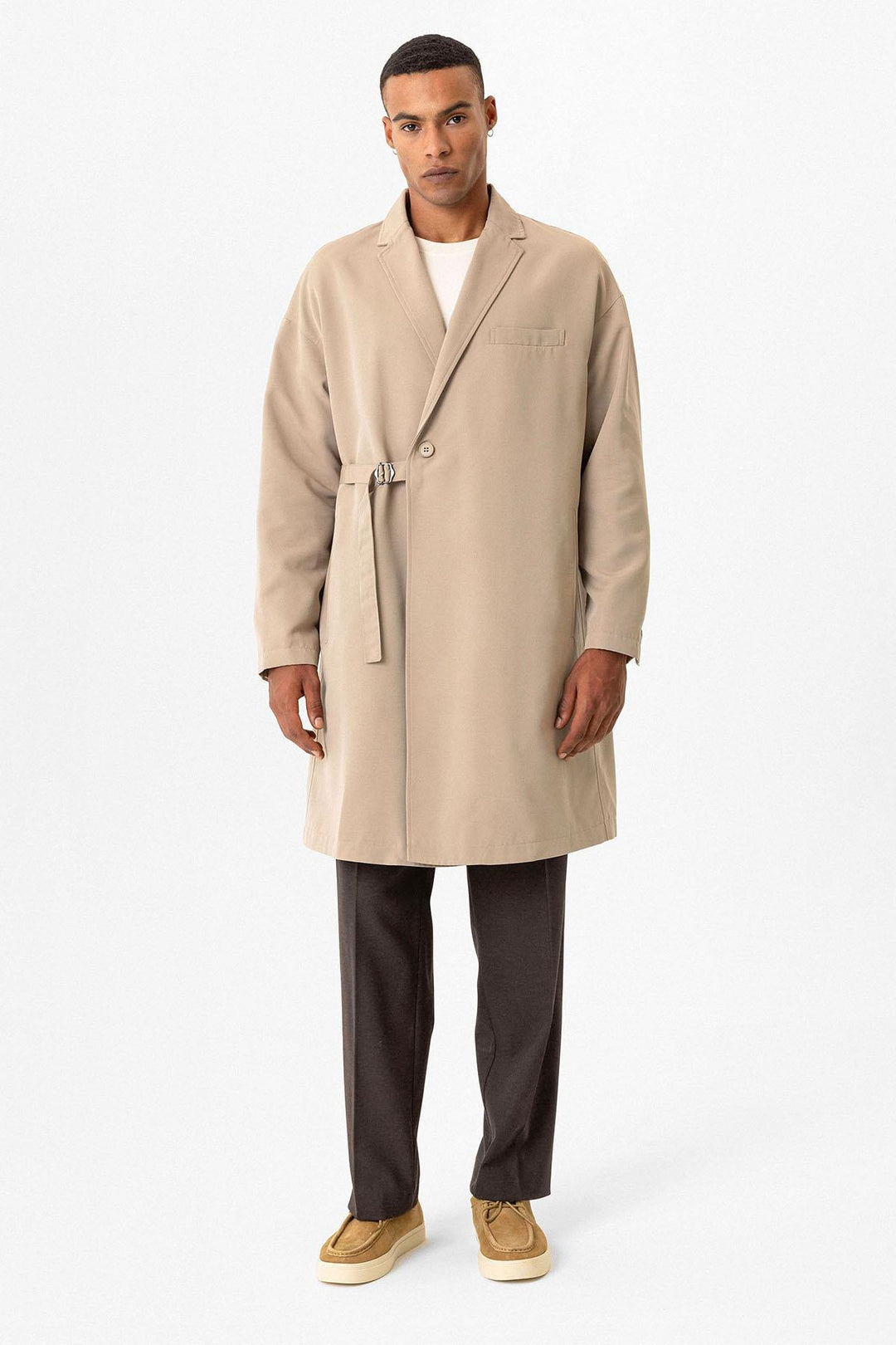 ANT Men's Trench Coat with Buckle Detail - Irvine