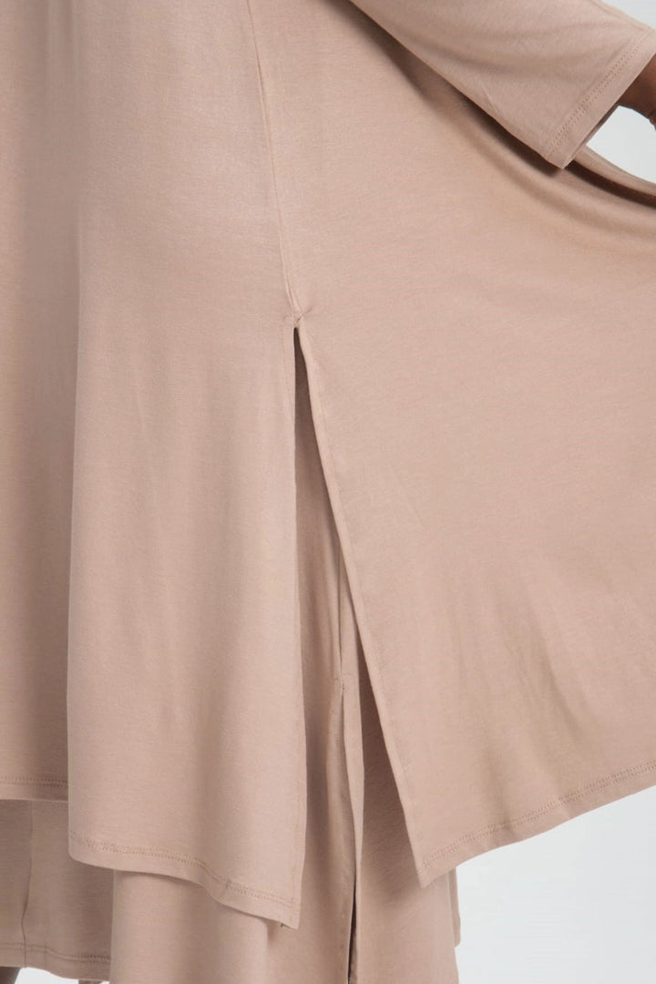 Beige V-Neck Sleeveless Dress and Long Cardigan Soft Textured Viscon Top and Bottom Set BCVS-253000 - Savona