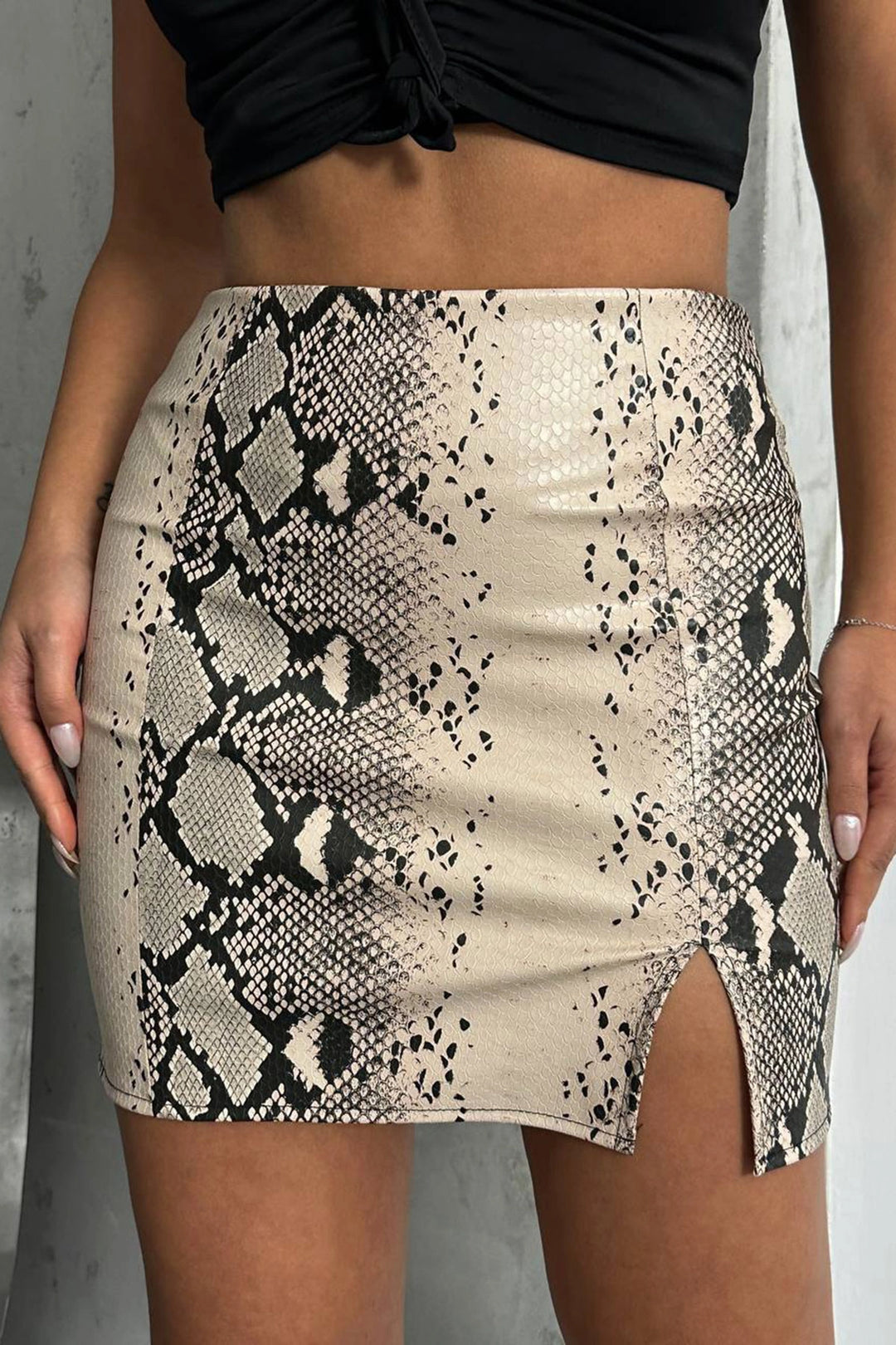 Beige Slit Patterned Skirt BCHN-2524475 - Göppingen