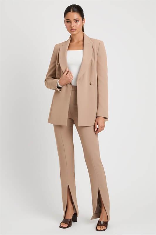 MDX Beige High Waist Slit Women's Pants MG1651 - Sahuarita